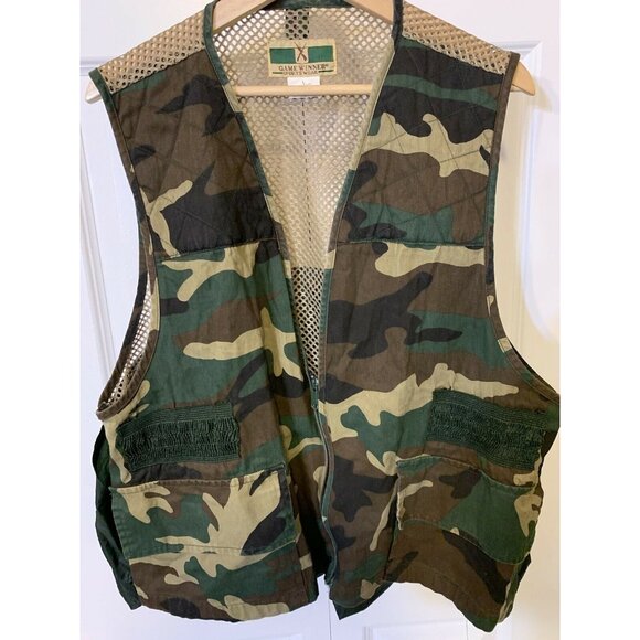 Game Winner Sportswear Camo Hunting Vest 5 Pocket Back Game bag Sz ‎ L 42/44 - Picture 3 of 7